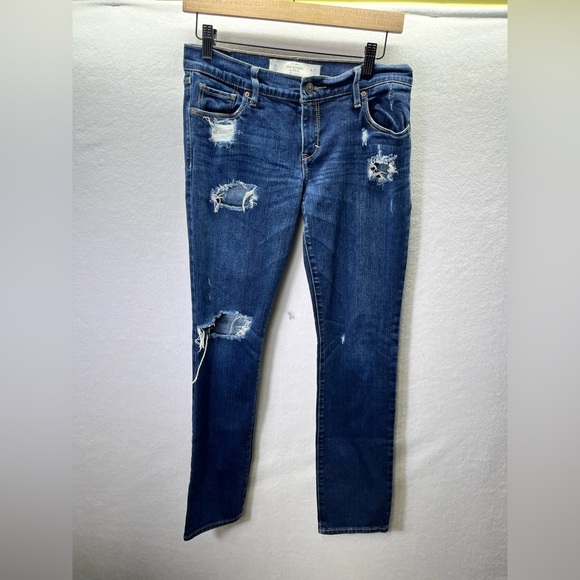 Abercrombie & Fitch Erin Distressed Skinny Jeans Womens 4s Short Stretch 2136 - Picture 1 of 11